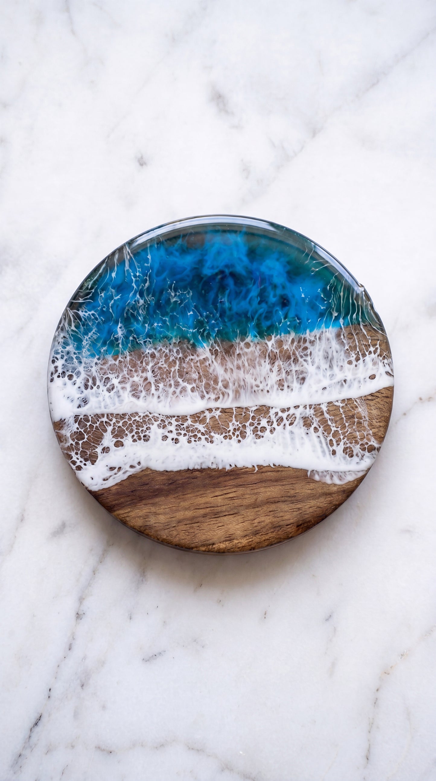 Ocean Resin Coaster - wood